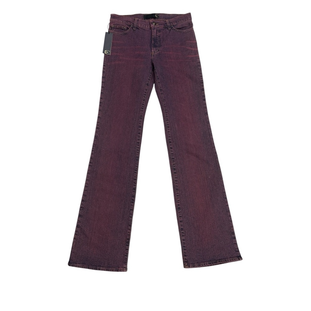 High-Rise Flare Jeans in Burgundy
